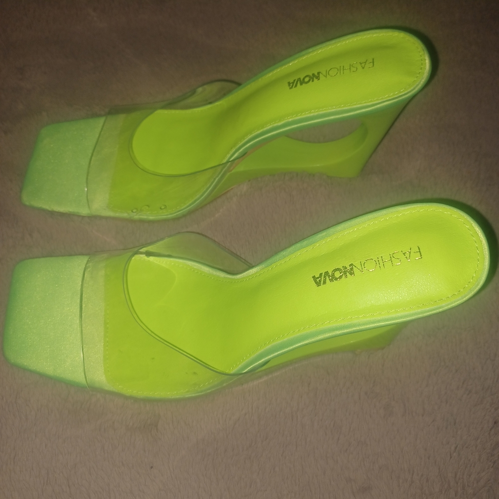 Fashion Nova Bright Green Wedge Heels